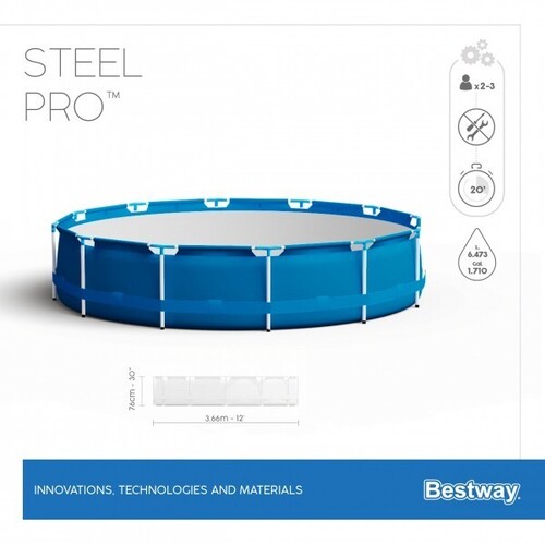 Каркасный бассейн Bestway 56706 Steel Pro, 366х76 см, 6473 л. (фото, вид 6)