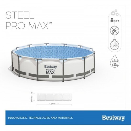 Каркасный бассейн 56950 Steel Pro Max 427х107см, 13030л, фильтр-насос 3028л/ч, лестница, тент (фото, вид 10)