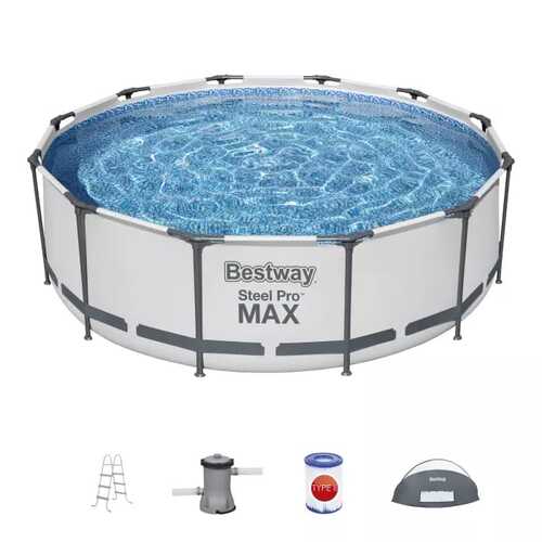 Каркасный бассейн BestWay 5619N Steel Pro Max 366х100 см, 9150л, с навесом, фильтр-насос 2006л/ч, лестница. (фото)