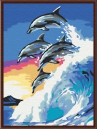 РЗ ЕХ5067 "Дельфины на волне", 30х40 см